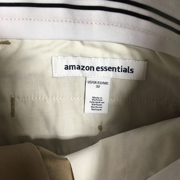 NWT AMAZON ESSENTIALS MEN'S CLASSIC-FIT 9" FLAT FRONT SHORTS KHAKI‎ 32 - Picture 5 of 8